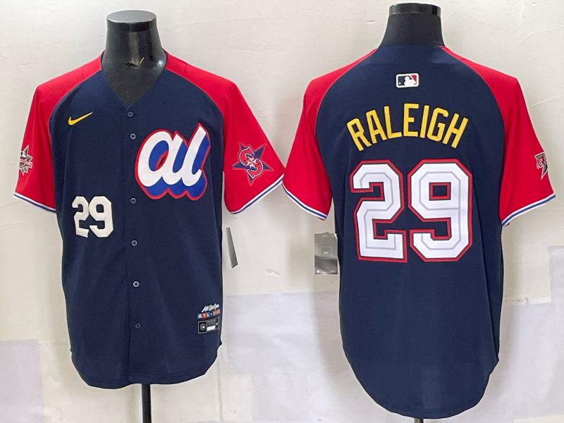 Men Seattle Mariners 29 Raleigh Blue MLB All star Nike 2025 Jersey style 08